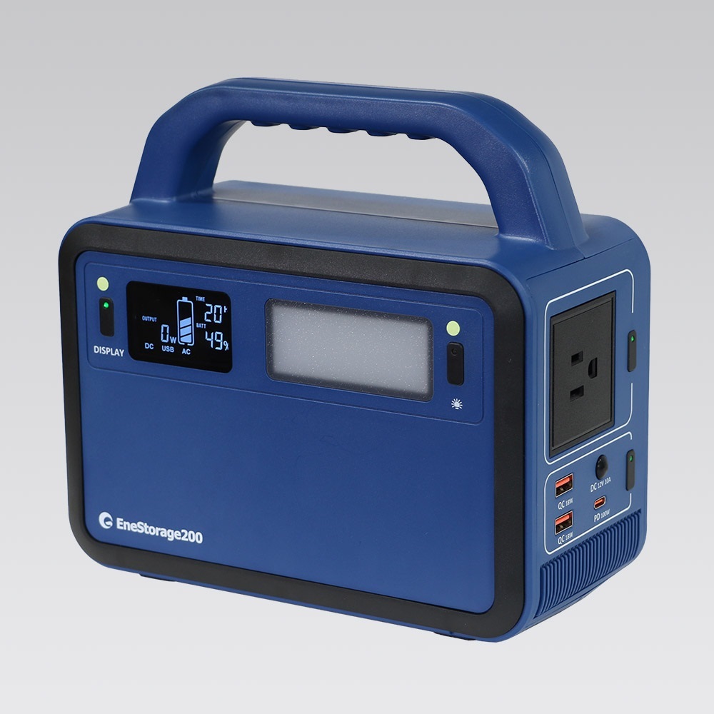 グッド・グッズ<br>型番：SPI-200AT<br>コンパクト ポータブル電源　200W LEDライト付 EneStorage200 リン酸鉄